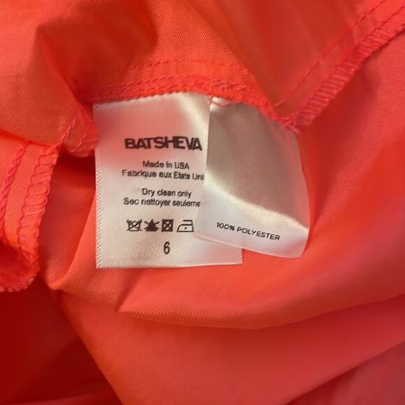 Batsheva Neon Pink Mini Long Sleeve Dress Size 6 Retails $400 - Picture 6 of 7